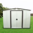 thumbnail image 1 of Ainfox 8' x 6' Steel Storage Shed Backyard Lawn Building Garage, White and Gray, 1 of 11