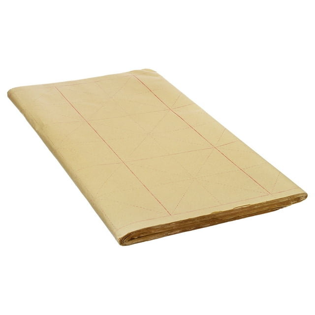 Unique Bargains Maobian Xuan Paper with 5' Grid, Half Raw Ripe Xuan, 26'x16'(Light Yellow), 70Pack