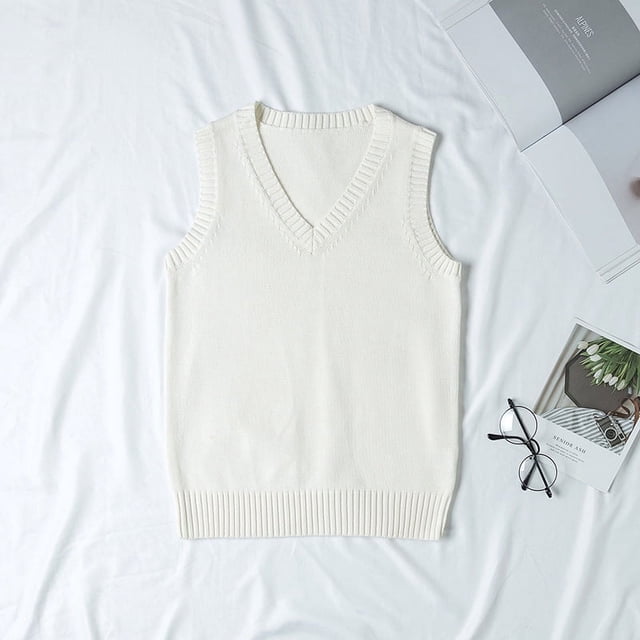 Chaleco de algodón de punto para hombres y mujeres, suéter sin mangas de uniforme JK, cárdigan escolar