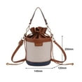 thumbnail image 2 of Yucurem Women Vintage Leather Cylinder Shoulder Bag Mini Drawstring Handbag (Blue), 2 of 10