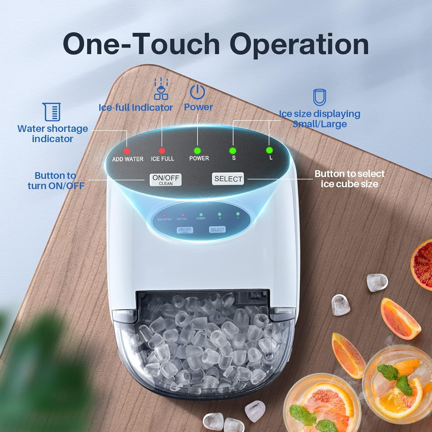 Ice Maker Countertop Machine with Self-Cleaning Function，26LBS in 24 Hours, 9 Ice Cubes Ready in 6 Mins, Compact Ice Cube Maker with Ice Scoop & Basket for Home Kitchen Office Bar
