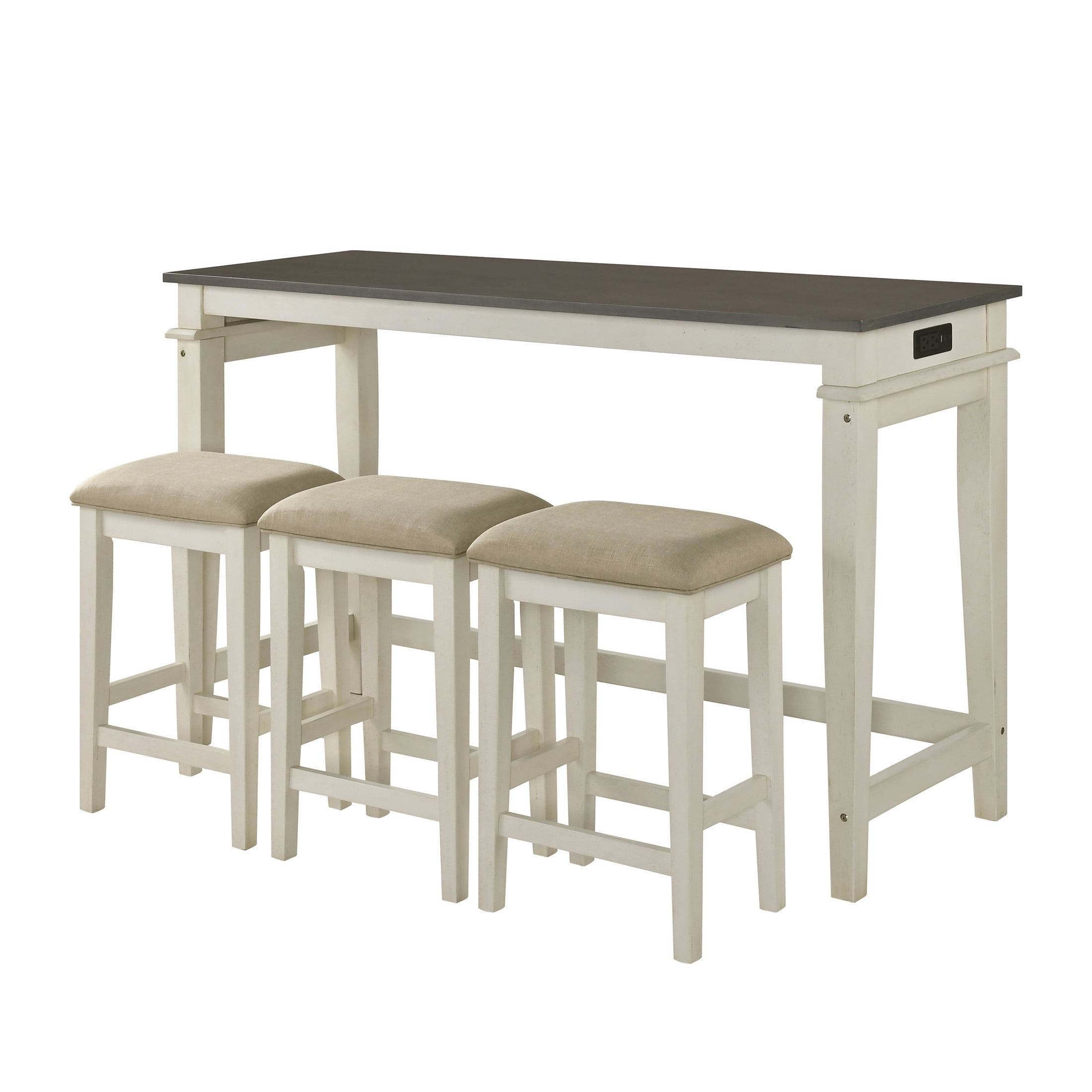 OakvillePark Orlina 4-Piece Pack Counter Height Set, 1 Counter Height Table with 3 Stools, 2-Tone Finish (Walnut/Buttermilk)