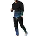 thumbnail image 3 of Eryao Vacation Deals Mens Sweatsuits 2 Piece Sets Track Suit Crew Neck Long Sleeve Pullover Matching Drawstring Jogger Pants Outfits Dressy Trendy Gradient Striped Lounge Suits 2025,Blue,S, 3 of 8