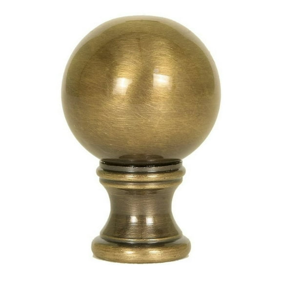 Solid Sphere Round Lamp Finial Antique Brass 1.75"h