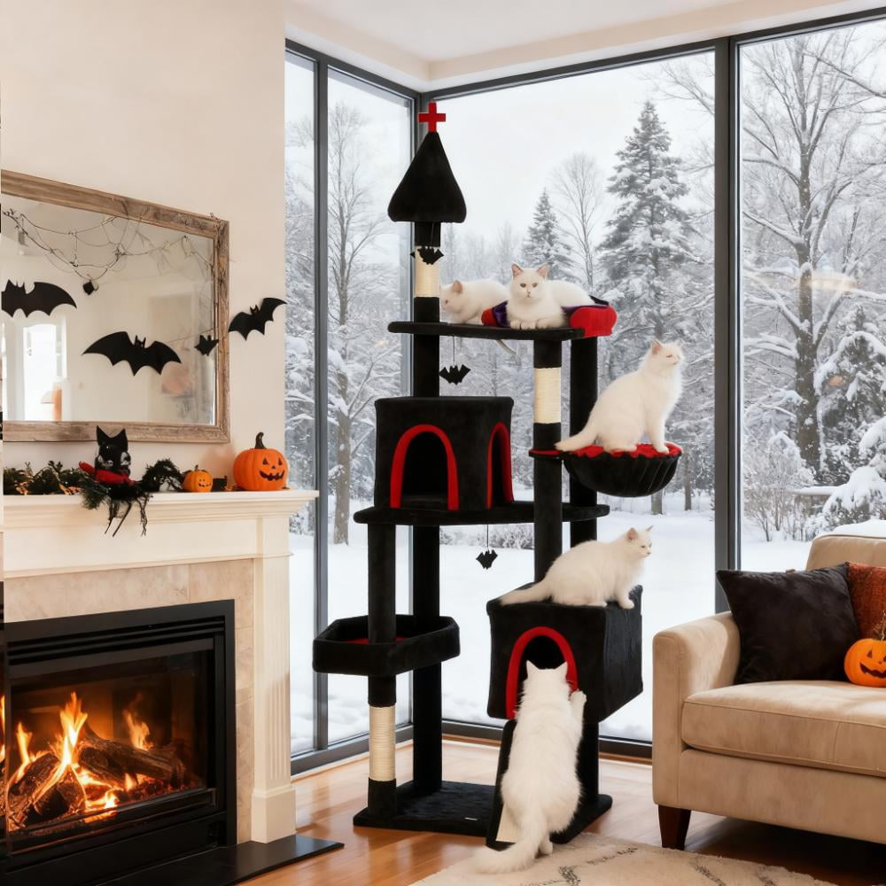 78" Cat Tree Cat Tower with Coffin Bed