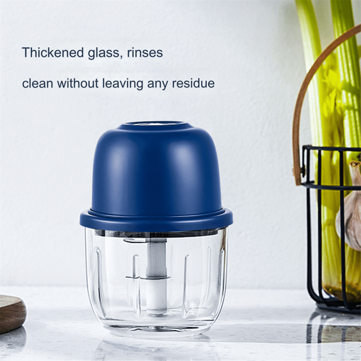 Garlic Chopper Portable Food Processor, Mini Onion Chopper, Cordless Meat Grinder with USB Charging