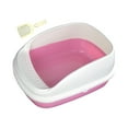thumbnail image 2 of Bandeja de arena para gatos Semi cerrada Cama para gatos Suministros para mascotas Contenedor de arena para gatos Anti salpicaduras Robusto Elevación , rosa grande, 2 of 8