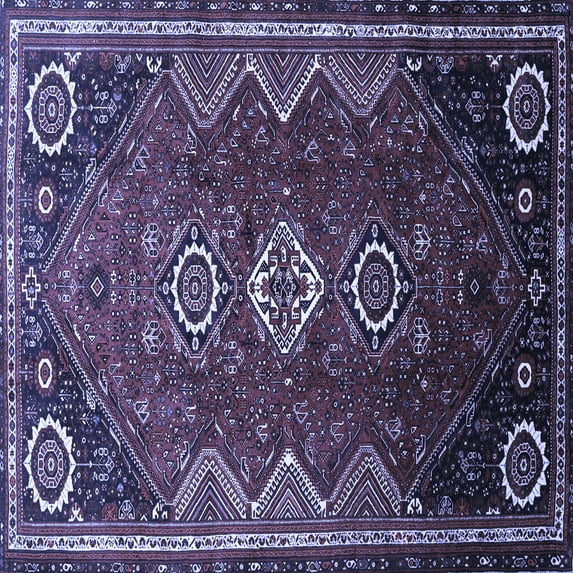 Ahgly Company Machine Washable Indoor Square Persian Blue Traditional Area Rugs, 3' Square