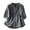 Dark Gray, variant on Button Down Shirts for Women Striped Linen Blouse Stand-up Collar 1/2 Sleeve Printing Button Down Casual Shirt Tops