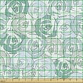 thumbnail image 2 of Ambesonne Vintage Fabric by the Yard Upholstery, Pale Blooming Rose Flowers, 2 Yards, Pale Blue Pale Teal, 2 of 5