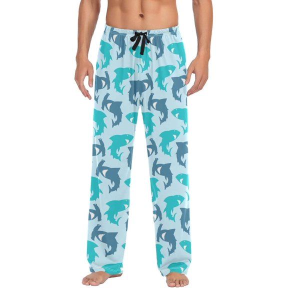 GZHJMY Shark Pajama Pants for Men, Lounge Pants Lightweight Men Pajama Bottoms with Drawstring Pockets, Christmas New Year Birthday Gifts, Medium