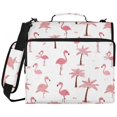 thumbnail image 2 of Zipper Binder with Shoulder Strap 2 inch 3 Ring Waterproof File Folder Organizer Bag 500 Sheet Cute Pink Flamingos and Palm Trees, 2 of 8