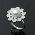 thumbnail image 3 of Mooneye 1.80 CTW Natural Diamond Polki Pearl Flower Cocktail Women Gifts Ring 925 Sterling Silver, 3 of 5