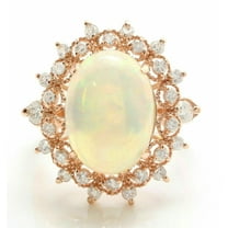 Ethiopian Opal and Diamond Women's Ring, 14K Rose Gold