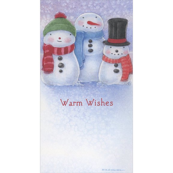 RSVP Three Rosy Cheeked Snowmen: Warm Wishes Money Holder / Gift Card Holder Christmas Card