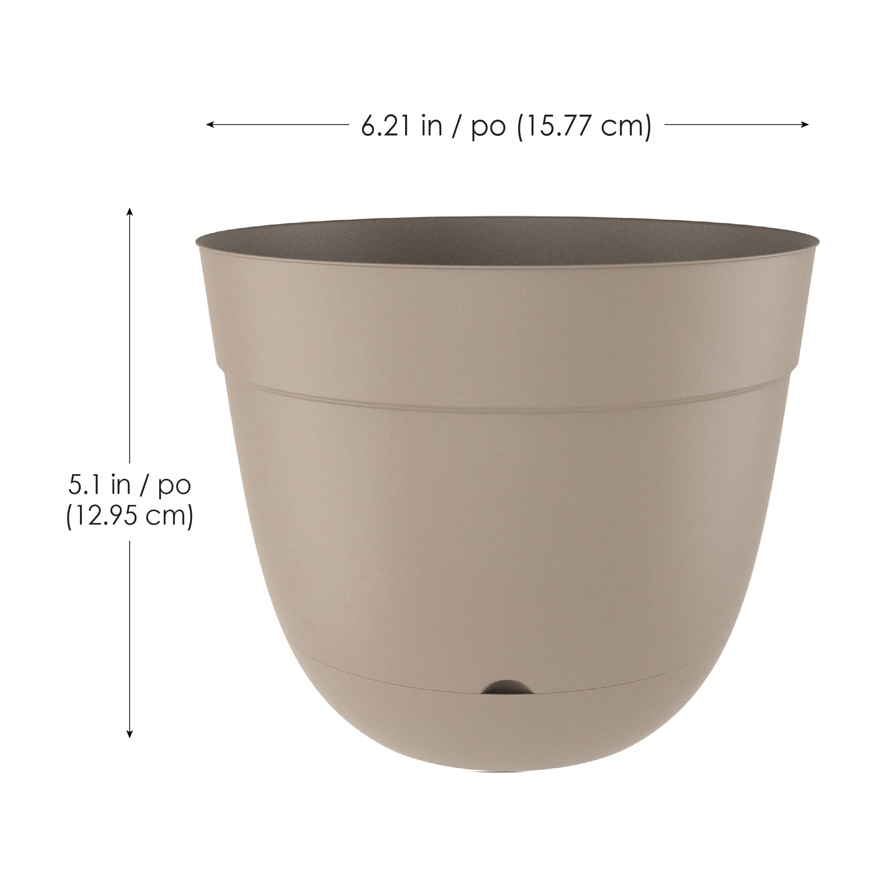 TierraVerde Birch No Lip Indoor-Outdoor Planter Khaki 6"D