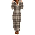 thumbnail image 3 of Xcmzpl Fuzzy Fleece Onesie Pajamas for Women Funny Plaid Zipper Hooded Pjs Sets Comfy Soft Warm Christmas Jumpsuit Sleepwear, 3 of 7