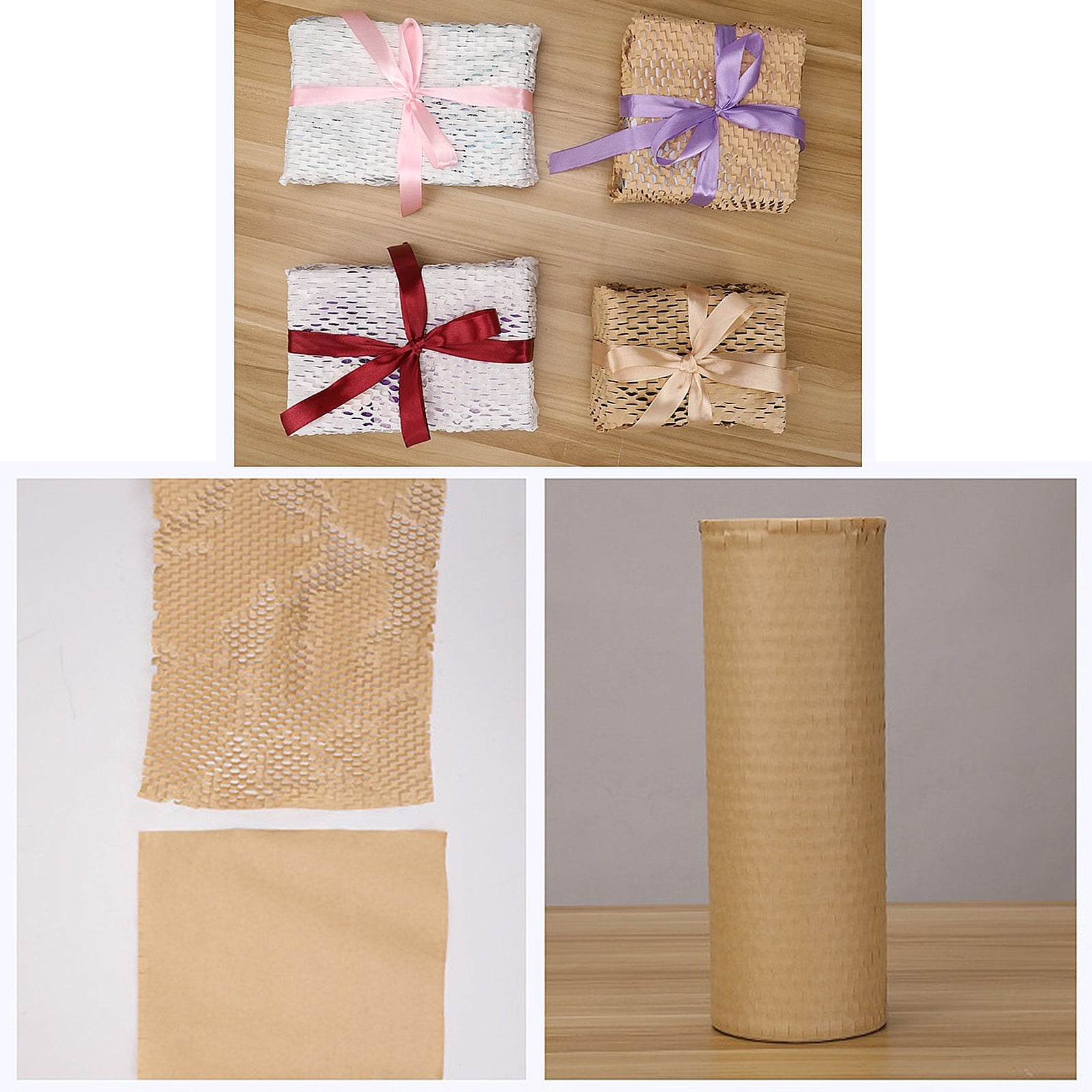 (Kraft color 30*50cm) Kraft paper honeycomb cushioning wrapping paper tear grid moisture-proof shock-absorbing filling paper (30*50cm) material kraft paper