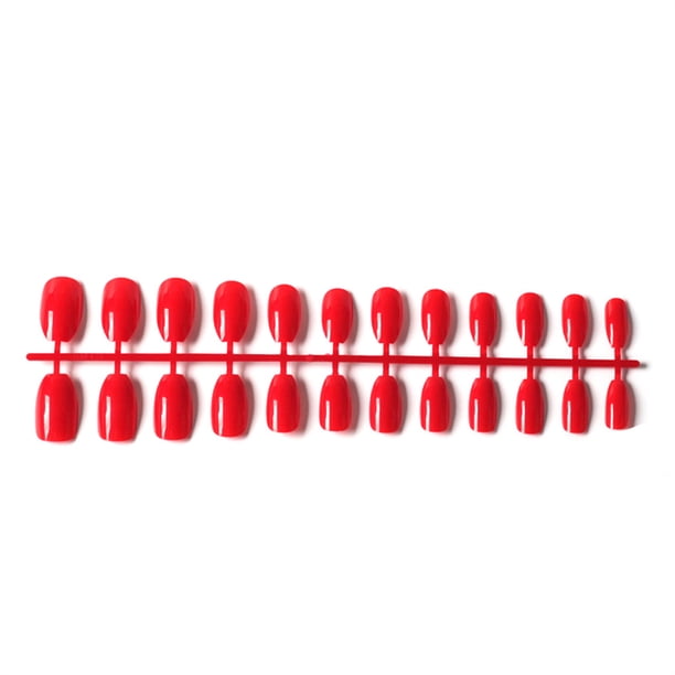 Vogacara Paquete de 24 clavos de ballet resistentes a los arañazos, uñas acrílicas DIY, 16 rojo Type1 NO1