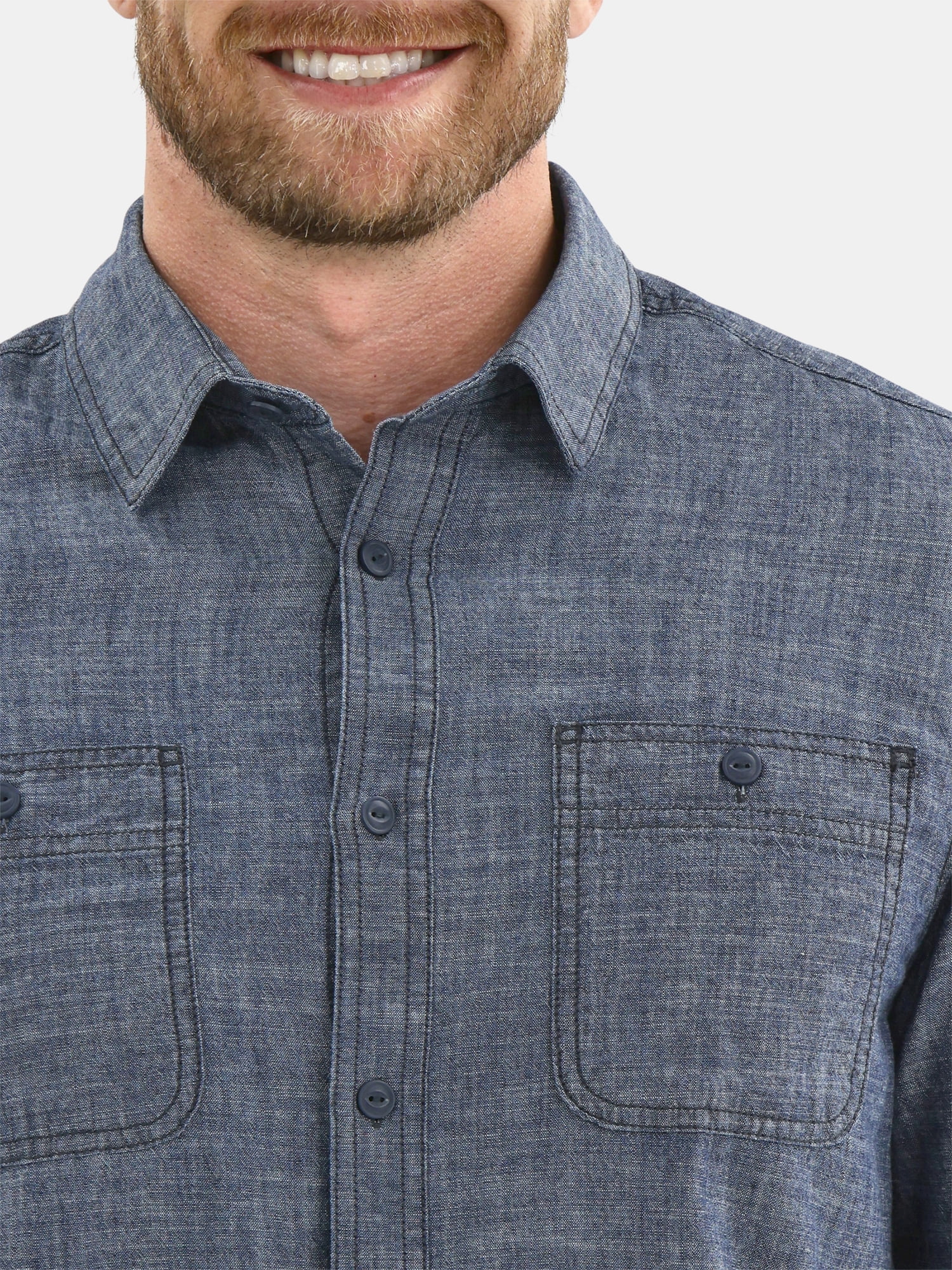George Men's Chambray Button Shirt with Long Sleeves, Sizes S-3XL