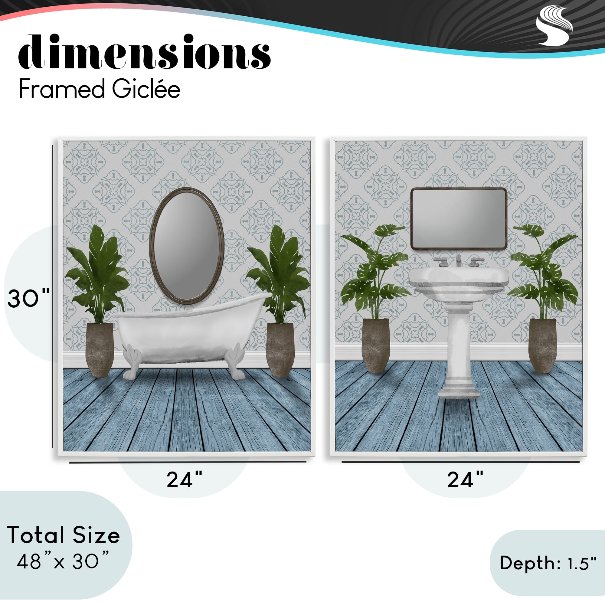 Stupell Industries Bathroom's Restful Wash 2 Piece White Framed Giclee Art Set, design by Marcus Prime