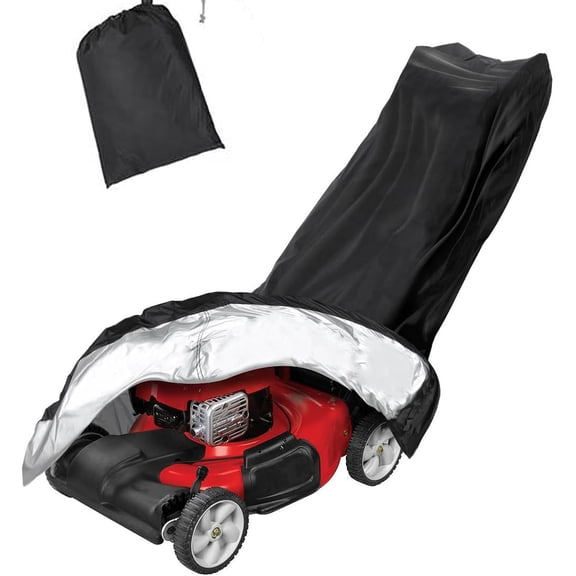 Waterproof Heavy Duty Lawn Mower Cover – Universal Fit Push Mower & Tractor Cover with Drawstring, 600D Oxford Fabric, UV Protection, All-Weather Outdoor Storage