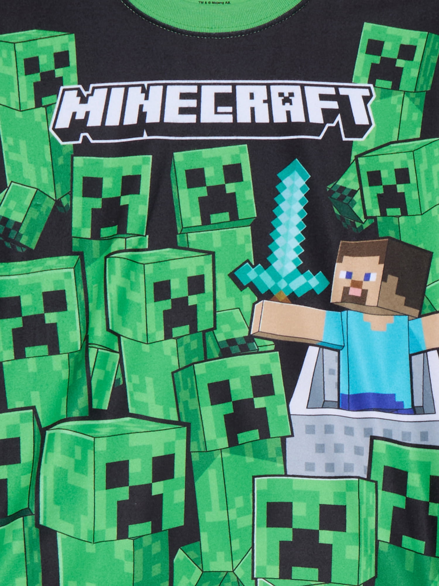 Minecraft Boys Long Sleeve Top and Pants, 2-Piece Pajama Set, Sizes 4-16