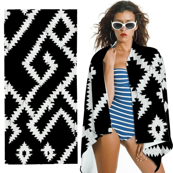 RKSupls Tribal Geometric Microfiber Beach Towel, Extra Large Quick Dry Lightweight Absorbent Towel for Travel Swimming Camping, Soft Super Absorbent- 30x60 in