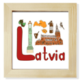 thumbnail image 1 of Lettonie Symbole National Motif Repère Carré Cadre Photo Mur Tableau Affichage, 1 of 3
