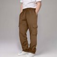 thumbnail image 2 of Gibobby Boys Pants Toddler Kids Boys Sports Cargo Pull On Pants Stretch Elastic Waist School 2T 3T 4T 5T 6T 7T 8T Kids Joggers Boys Warm Casual Pants(5-6 Years,Coffee), 2 of 7