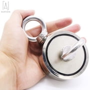 Gustave Double Sided Fishing Magnet 600LBs Pull Strong Magnets Heavy Duty Neodymium Rare Earth Magnet Thick Eyebolt with 10M Rope for Treasure Hunt River Lake Fishing