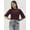 Burgundy, variant on DressBerry Women's Printed Poly Georgette High Neck Crop Top 3/4th Puffed Sleeves Buttoned Back Closure Casual Summer Wear High Waist Short Regular Blouse