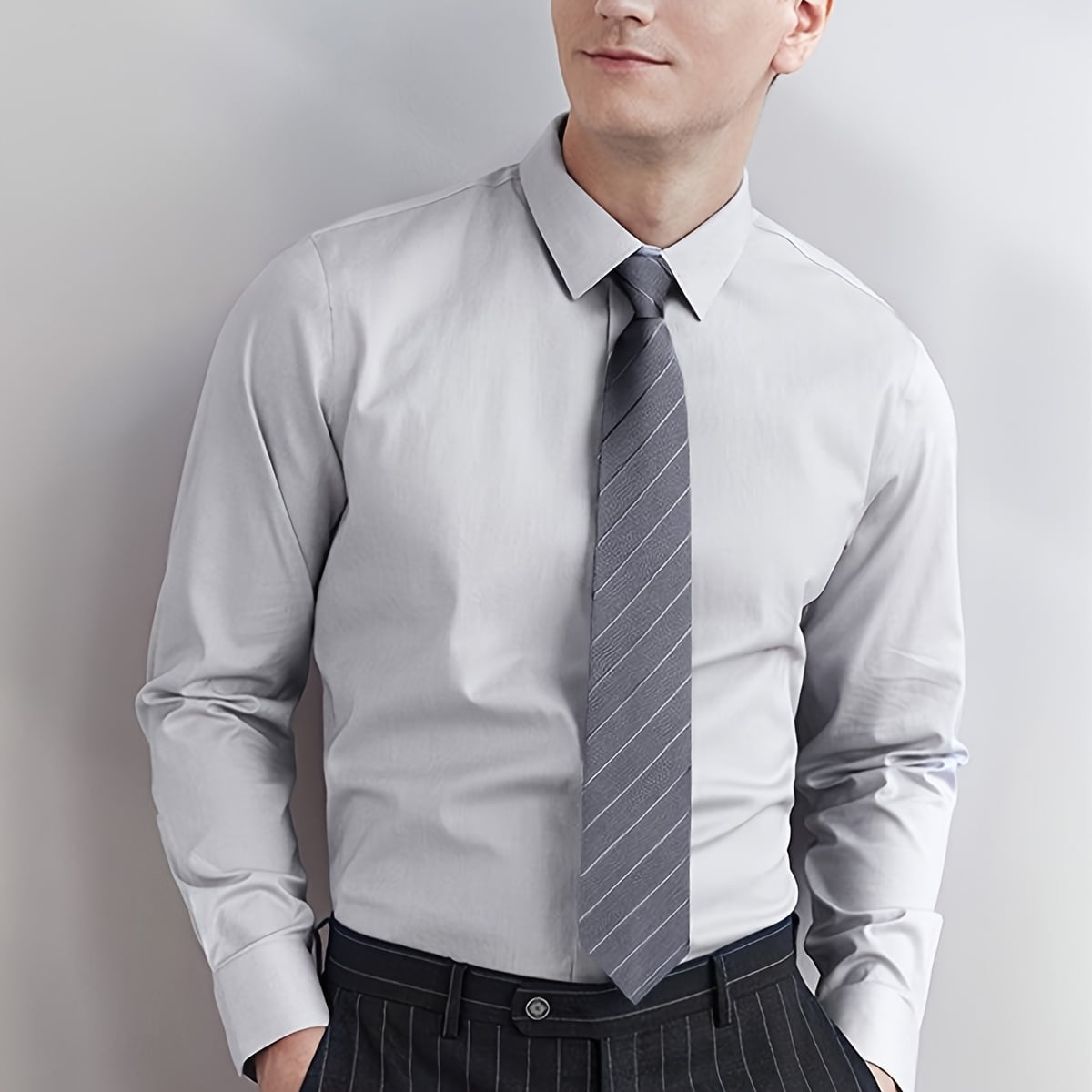 Men's 1200-count solid color polyester zipper striped tie set, classic retro business style tie, suitable for work, interviews, banquets and other occasions. Available in black, gray, navy blue and d