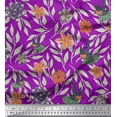 thumbnail image 1 of Soimoi Purple Rayon Crepe Fabric Flying Bird & Floral Print Fabric by The Yard 46 Inch Wide, 1 of 1