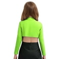 thumbnail image 2 of SiiRoh Girls Long Sleeve Stretch Short Mock Neck Athletic Shirt Crop Top Basics Sportswear Fluorescent Green 10, 2 of 7