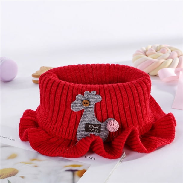 Bufanda de otoño e invierno para niños, bufanda de punto con dibujos animados, chal cálido a prueba de viento para bebés, cuello falso, cuello de moda