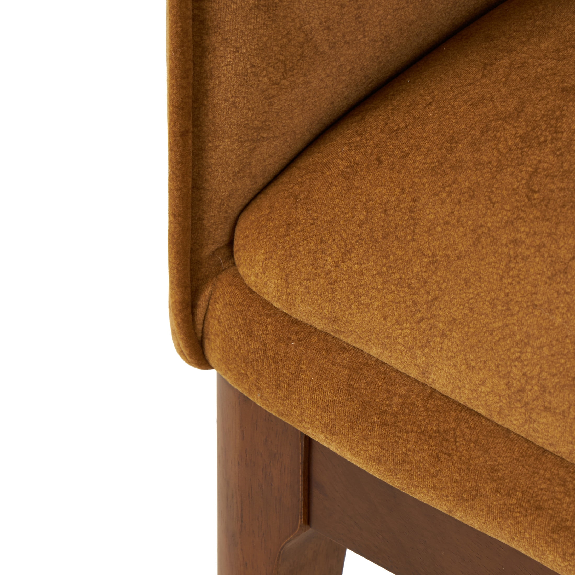 DecMode Polyester Curved Back Lounge Chair with Wooden Frame, Brown