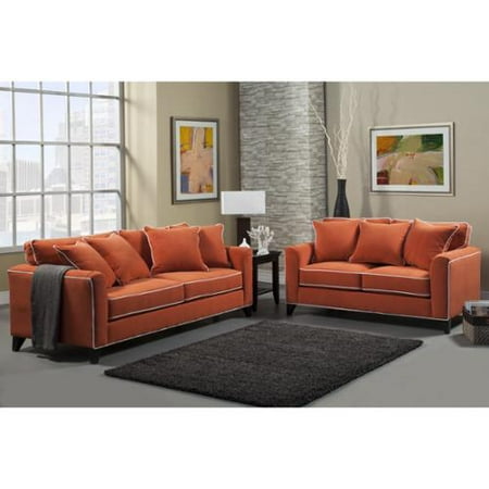 Furniture Of America Alton Contemporary Chenille Sofa Loveseat Set Furniture Of America Alton Contemporary Chenille Sofa Loveseat Set Orange