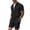 Black, variant on Mens Summer Athletic Outfits 2 Piece Short Sleeve Full Zipper Textured Jackets and Shorts Sets Vacation Beach Tracksuit with Pockets