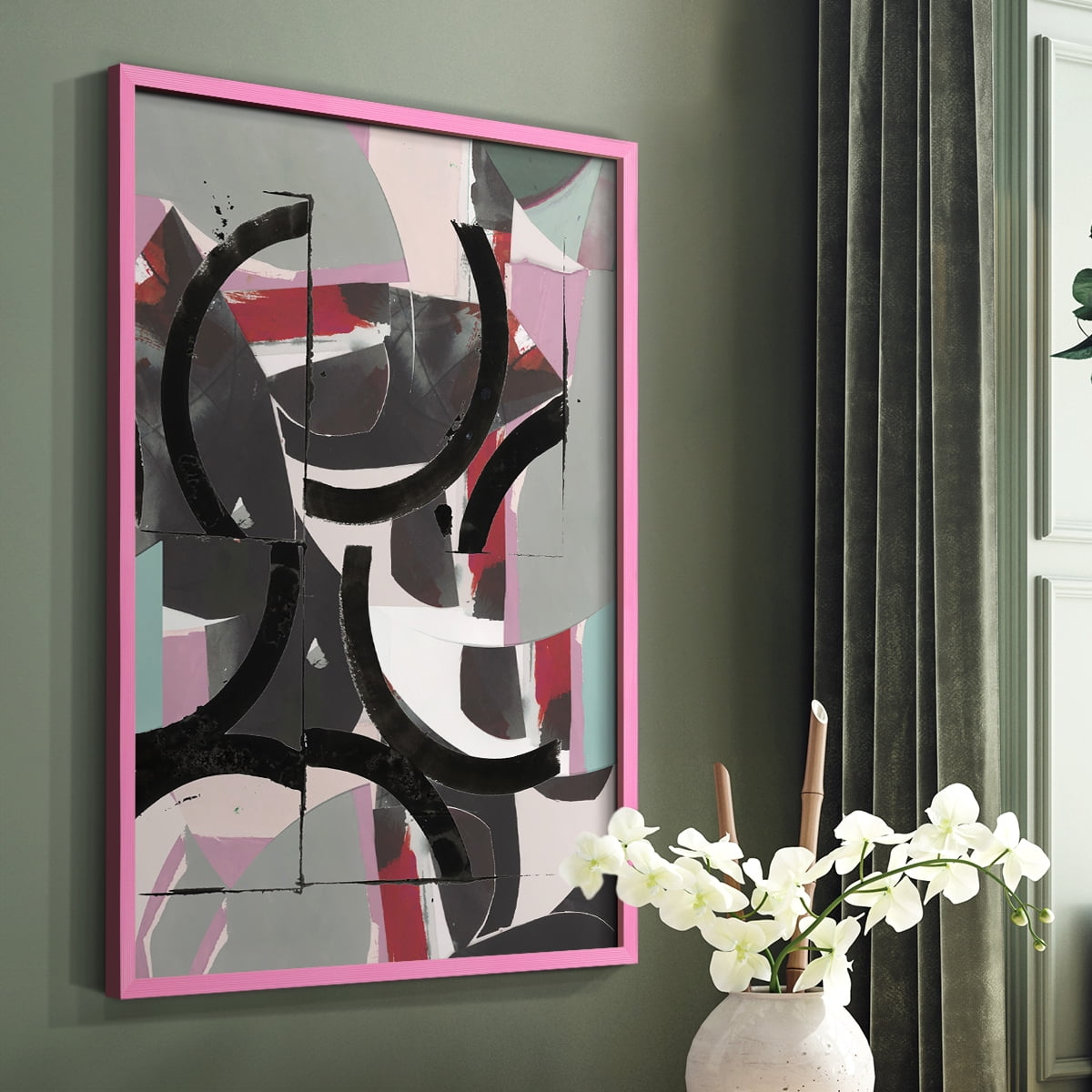Cartissi Space II Framed Print in Pink Solid Wood Framed Print No Nail Hanging
