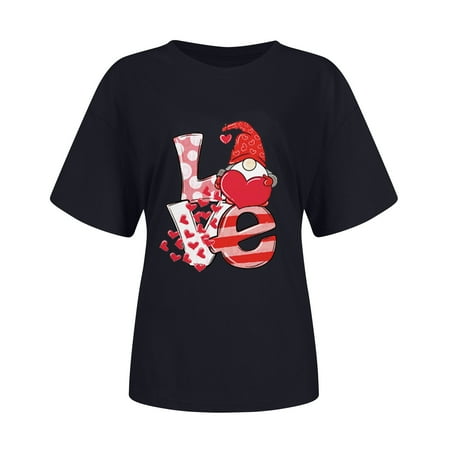 

Clearance Ladies Tops Women s Short-Sleeved Print Round Neck Top T-shirt Maternity Blouses Black S