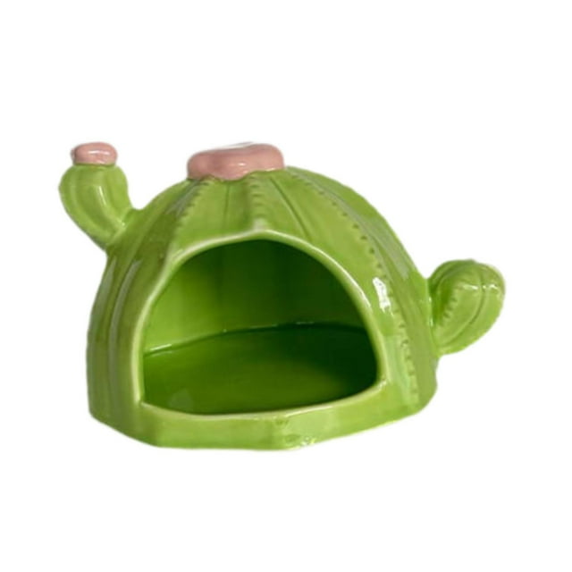 Almencla Ceramic Hamster House Cute Hamster Habitat for Rats Small Pets Dwarf Hamster Green