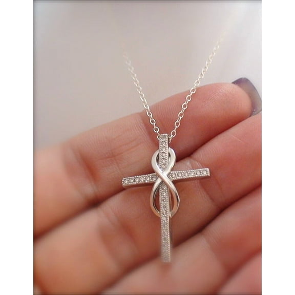 Gems Jewels 1.88 Ct Round Cut Diamond Womens Cross Pendant 14K White Gold Plated 925 Sterling Silver