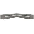 thumbnail image 1 of Sectional Sofa Set, Faux Vegan Leather, Grey Gray, Modern Contemporary Urban Design, Living Lounge Room Hotel Lobby Hospitality, 1 of 10