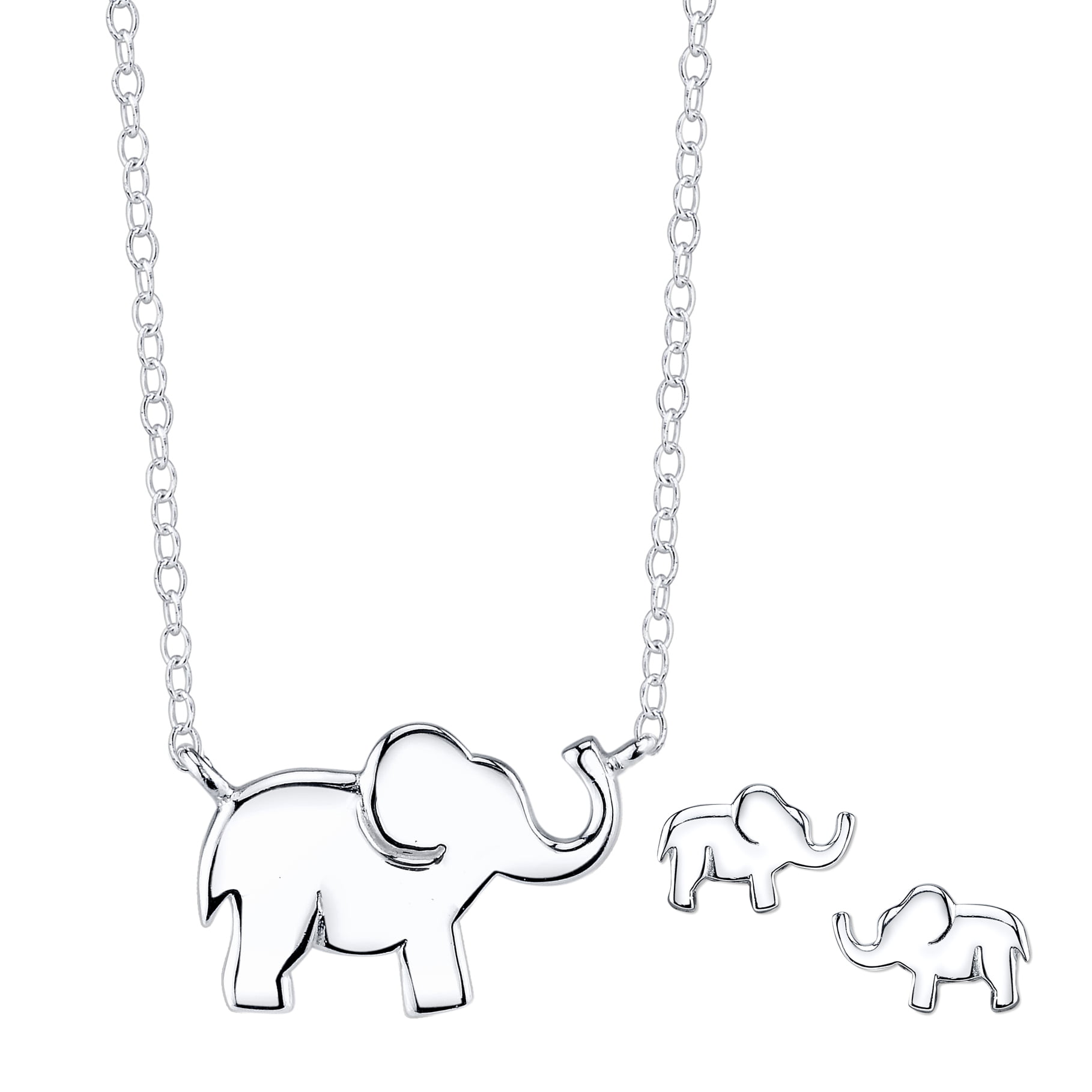 Elephant Jewellery Sterling Silver Elephant Mother and Daughter Son Stud Earrings,Elephant Necklace,Elephant Necklace and Earrings Set For Women Girls