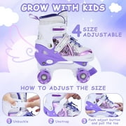 Roller Skates for Girls Boys for Kids 4 Size Adjustable Light Up Purple M