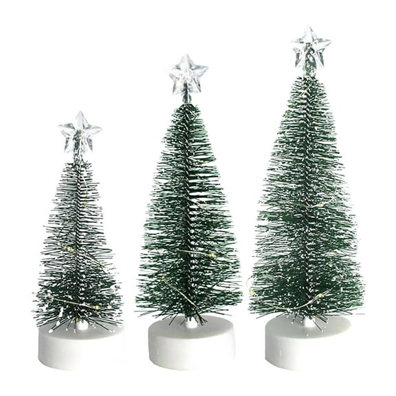 Jierger Clearance Mini Christmas Tree Set of 3 Small Christmas Trees Tabletop Bottle Brush Trees Battery Operated for Home Party Christmas Winter Indoor Outdoor Table Home Office Decorations