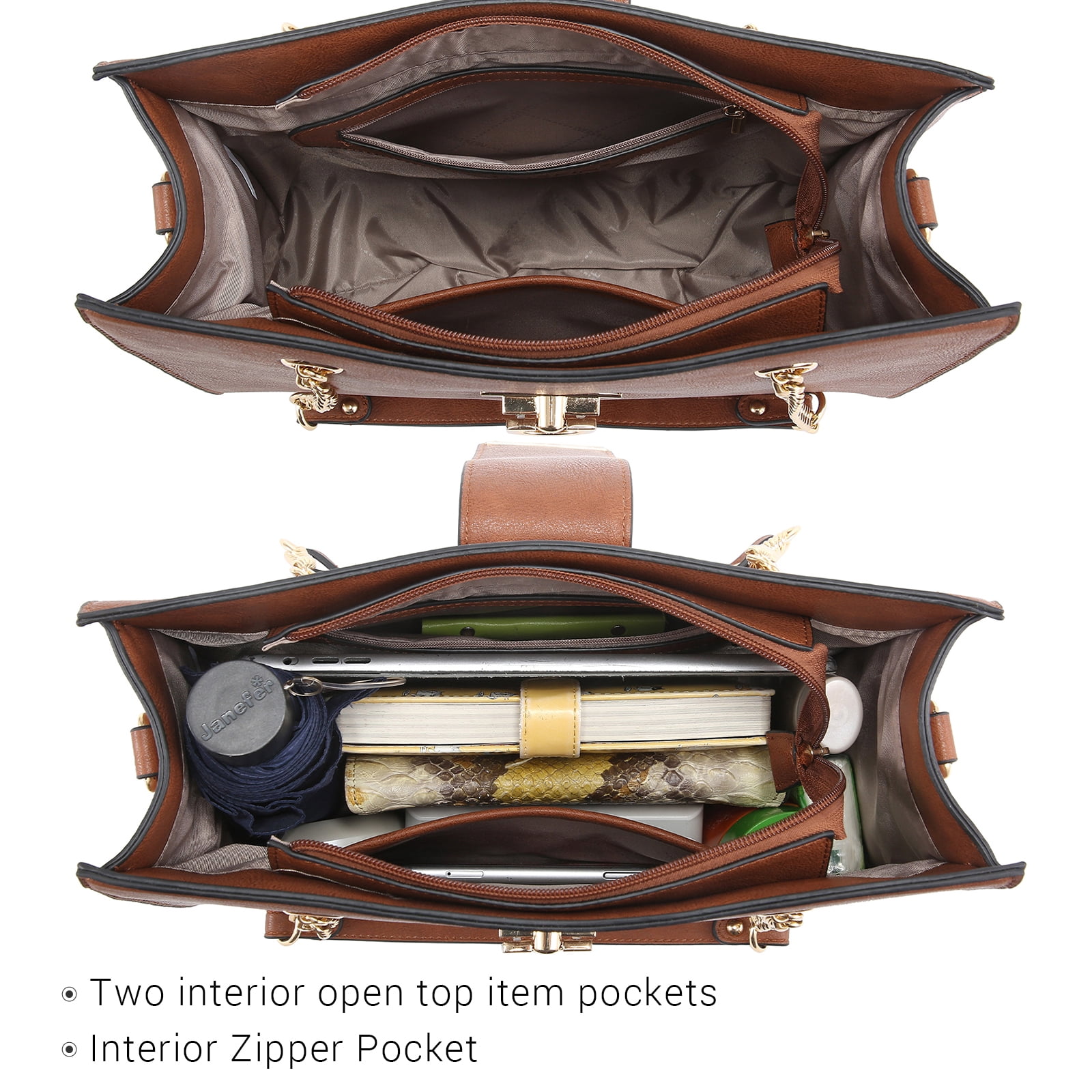 Dasein Hobo Handbag Vegan Leather Tote Chain Shoulder Purse for Women Satchel Bag With Matching Clutch