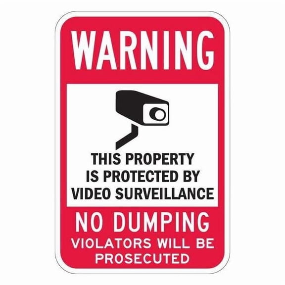Lyle Rflctv Surveillance Warning Sign,18x12in T1-1092-EG_12x18