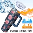thumbnail image 5 of Flower Floral Print Pattern 40oz Tumbler with Handle and Lid, Double Wall Vacuum Insulated Tumbler, Gift Cups for Women and Men, 5 of 6